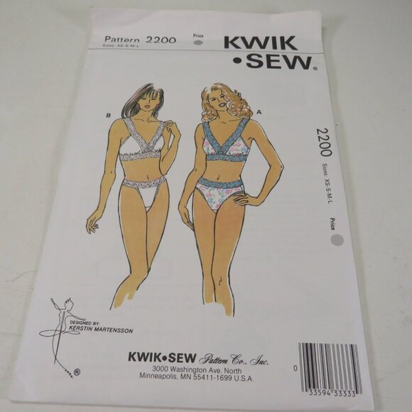 Kwik Sew 2200 Clothing Pattern XS-LG Bra & Panties UNCUT - Picture 2 of 4